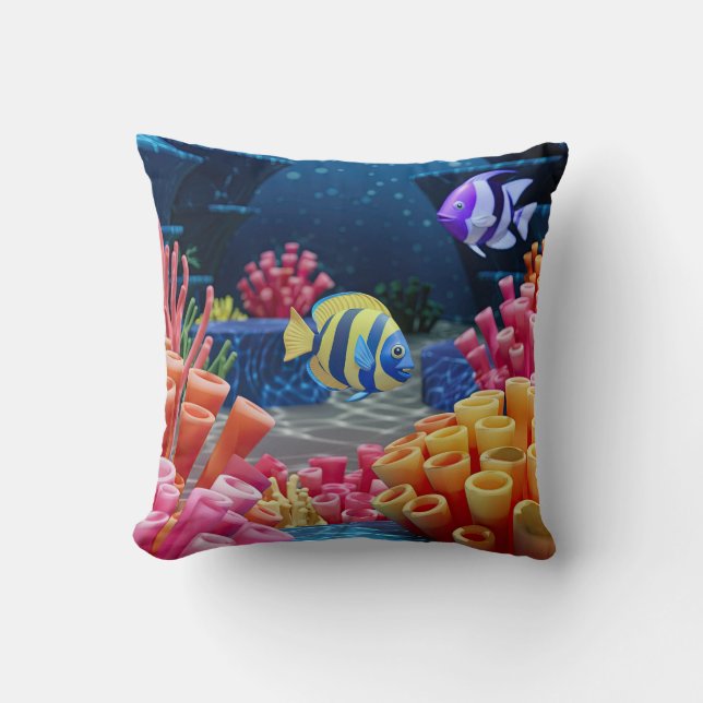 underwater world throw pillow (Front)