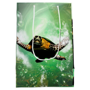 Underwater world with seaturtle medium gift bag