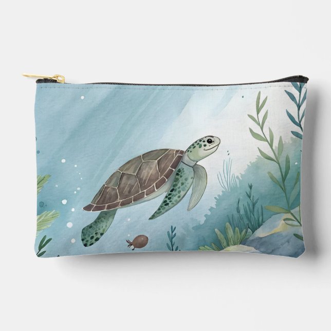Underwater world with turtle accessory pouch (Front)