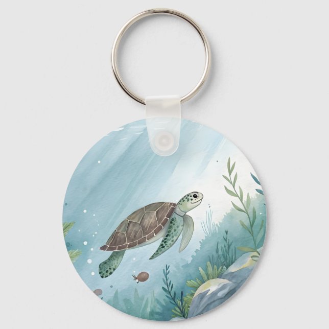 Underwater world with turtle keychain (Front)