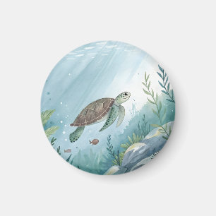 Underwater world with turtle magnet