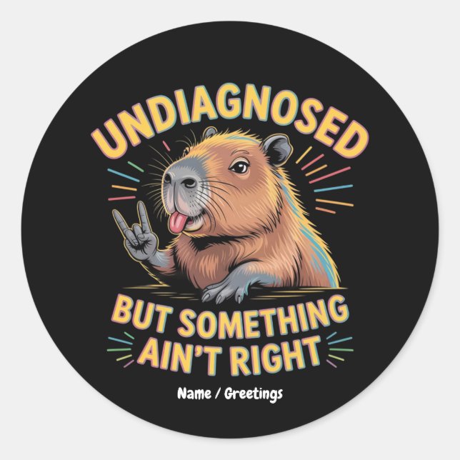 Undiagnosed But Something Ain't Right Fun Capybara Classic Round Sticker (Front)