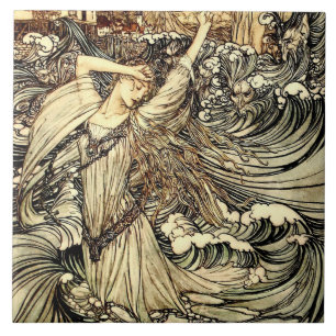 “Undine in the Waves” by Arthur Rackham Tile