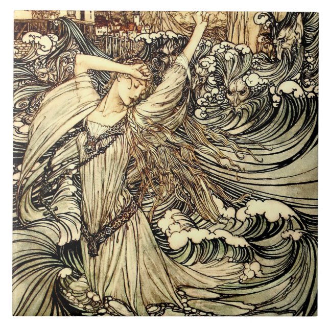 “Undine in the Waves” by Arthur Rackham Tile (Front)