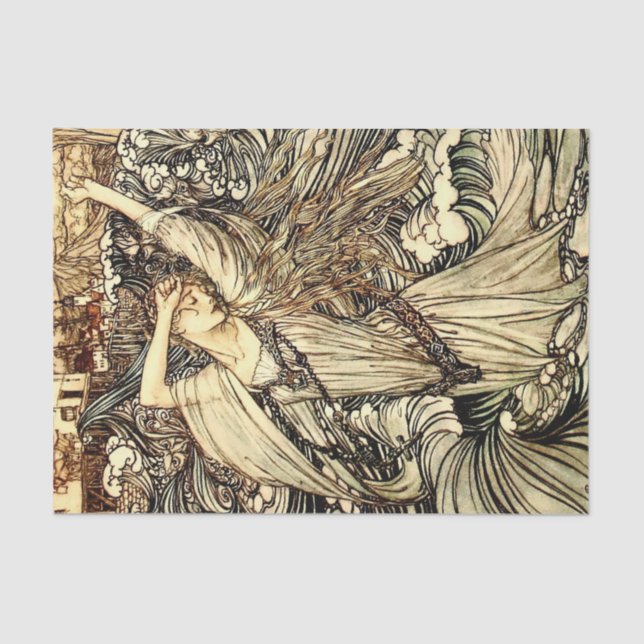 “Undine in the Waves” by Arthur Rackham Tissue Paper (Front)