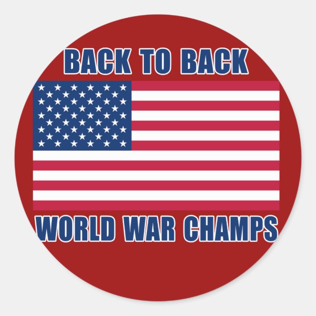 Undisputed World War Champions with American Flag Classic Round Sticker (Front)