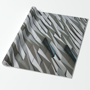 Undulating abstract shapes on a building facade at wrapping paper