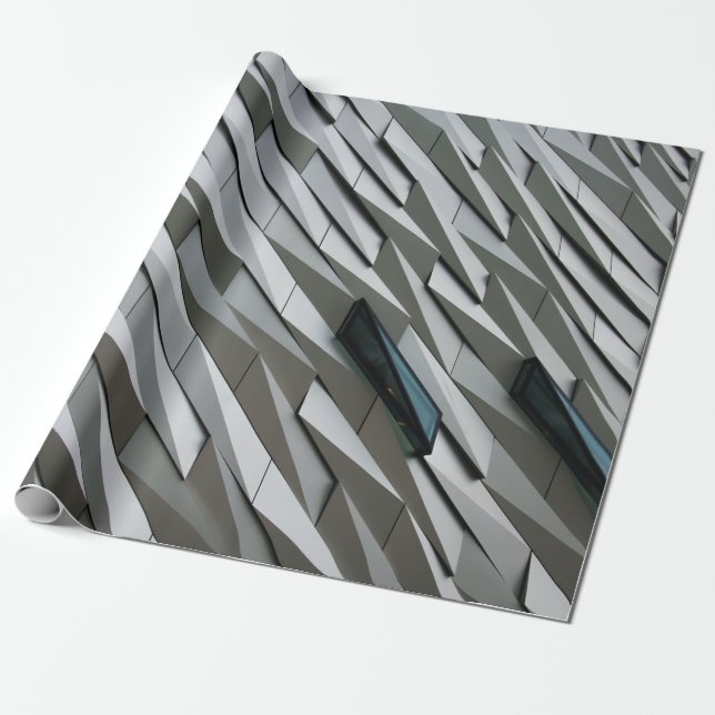 Undulating abstract shapes on a building facade at wrapping paper (Unrolled)