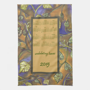 undulating leaves 2015 calendar kitchen tea towel