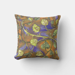 undulating raspberry leaves throw pillow