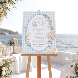 Une Affiche de bienvenue Silly Goose Blue 1st Birt