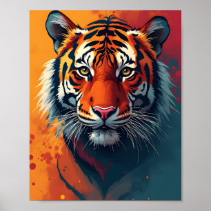 Une affiche de tigre portrait en gros plan