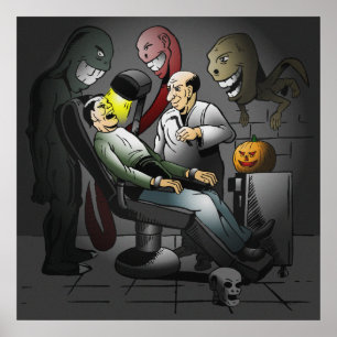 Une affiche d'une Nuit d'Halloween chez le Dentist