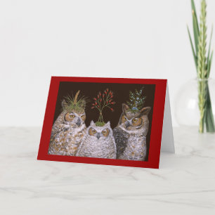 Une autre carte de Noël de famille de chouettes