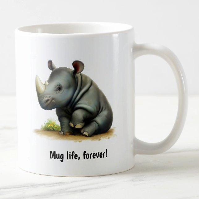 Une Belle Mug De Café Rhinoceros Peint En 3D (Créateur téléchargé)