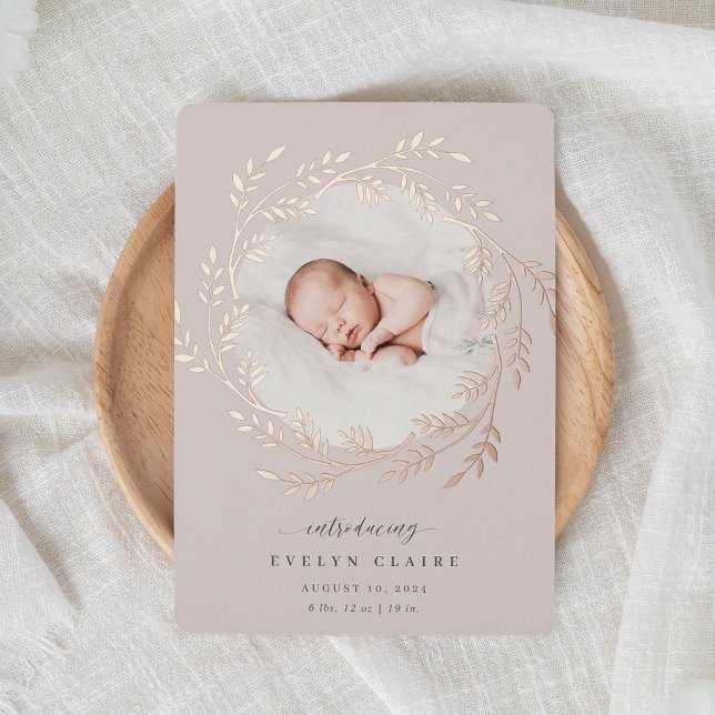 Une Branche fraîche | Faire-part de naissance rose (Créateur téléchargé)