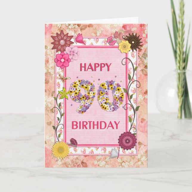 Une carte artisanale de 90ème anniversaire (Devant)