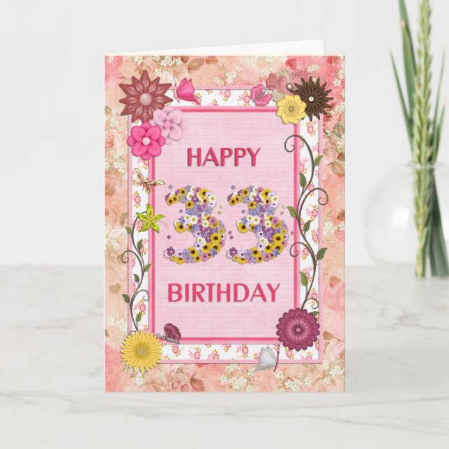 Une carte d'anniversaire de 33 ans (Devant)