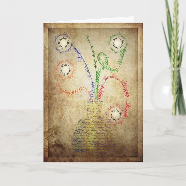 Une carte d'anniversaire grungy pour une soeur (Devant)