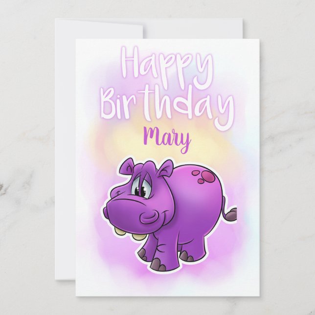 Une carte d'anniversaire hippopotame joyeux (Devant)