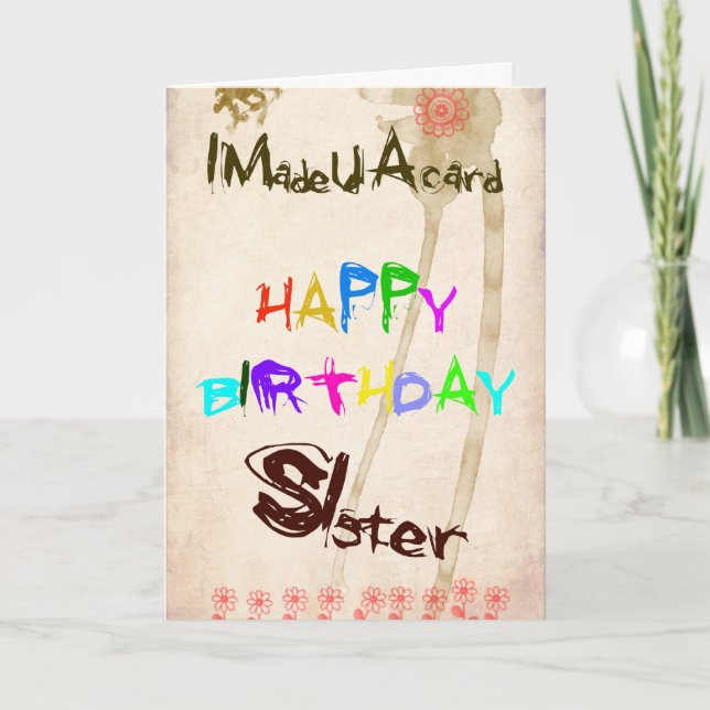 Une carte d'anniversaire pour soeur (Devant)
