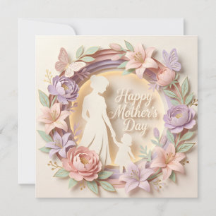 Une carte de fête des mères en découpage 3D