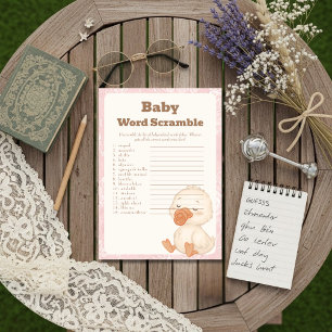 Une carte de jeu de mots mêlés pour bébé Canard bo