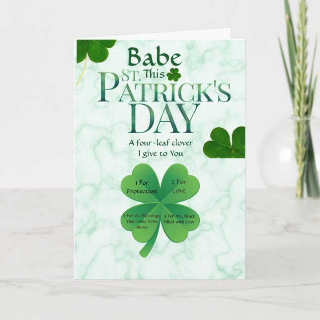 Une carte de jour St Patrick à quatre feuilles (Devant)