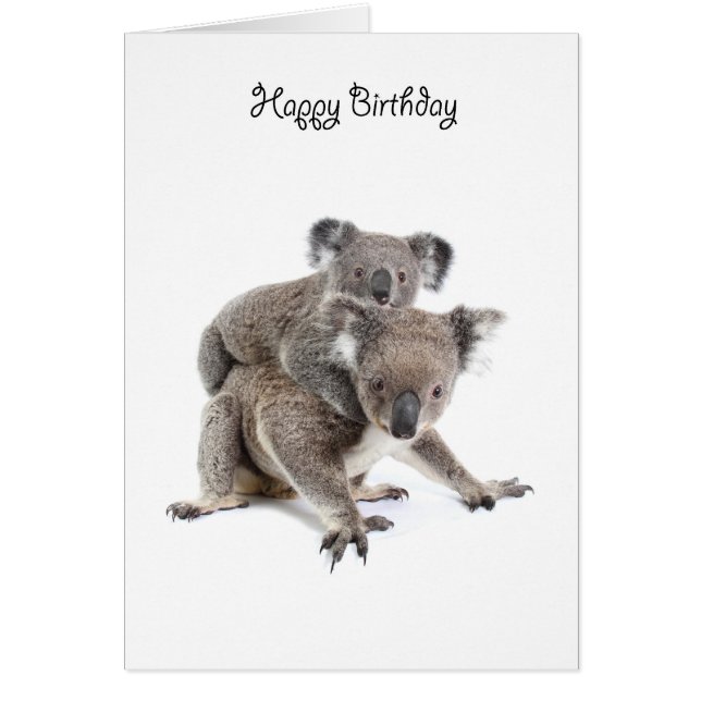 Une carte de joyeux anniversaire de koala (Devant)