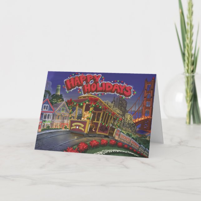 Une carte de Noël des chats et de San Francisco (Devant)
