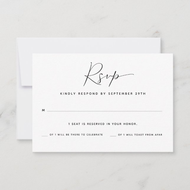 Une carte de réponse RSVP avec nombre d'invités |  (Devant)