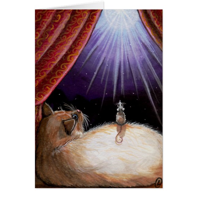 Une carte de SOUHAIT de souris de chat d'ÉTOILE (Devant)