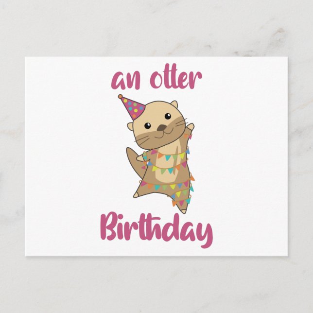 Une carte de vœux d'anniversaire de loutre mignonn (Devant)