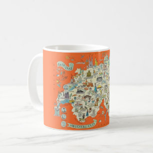 Une carte joyeuse et illustrée de la Mug Suisse