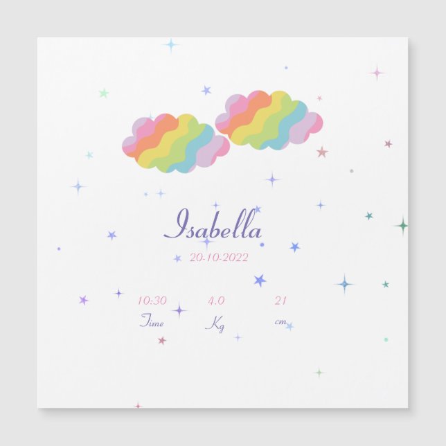 Une carte magnétique faire-part de naissance perso (Devant)