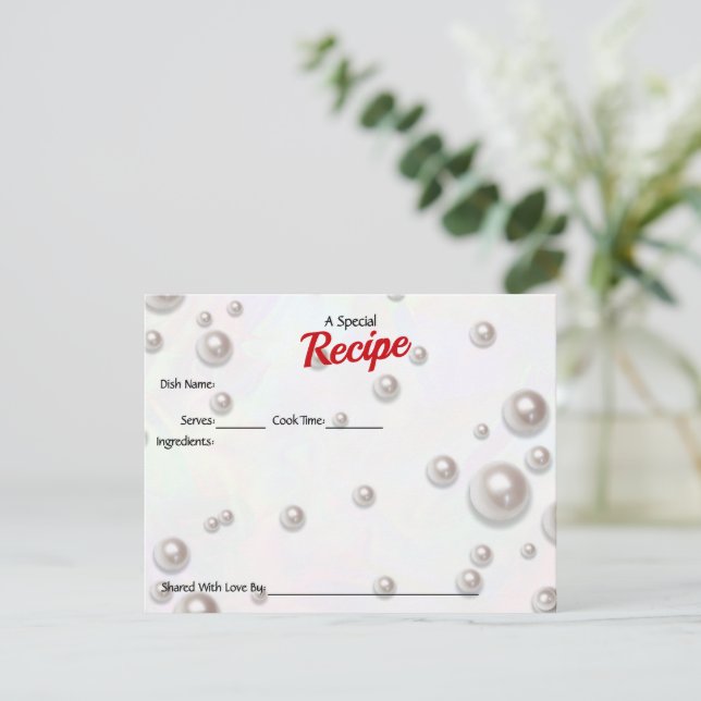 Une carte perle spéciale Recette (Debout devant)