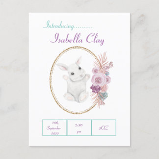 UNE CARTE POSTALE PERSONNALISÉE D'ANNONCE DE NAISS