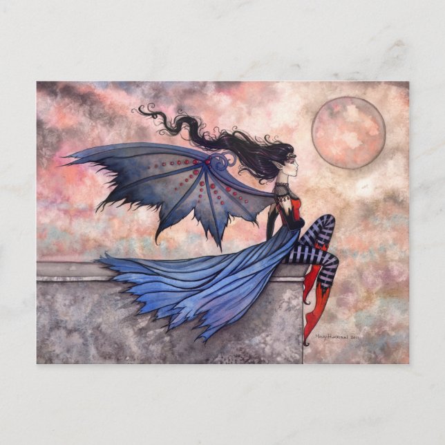 Une carte postale vampire gothique au vent (Devant)