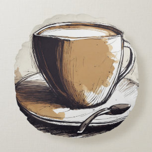 Une Coupe de thé dessinant autour du coussin