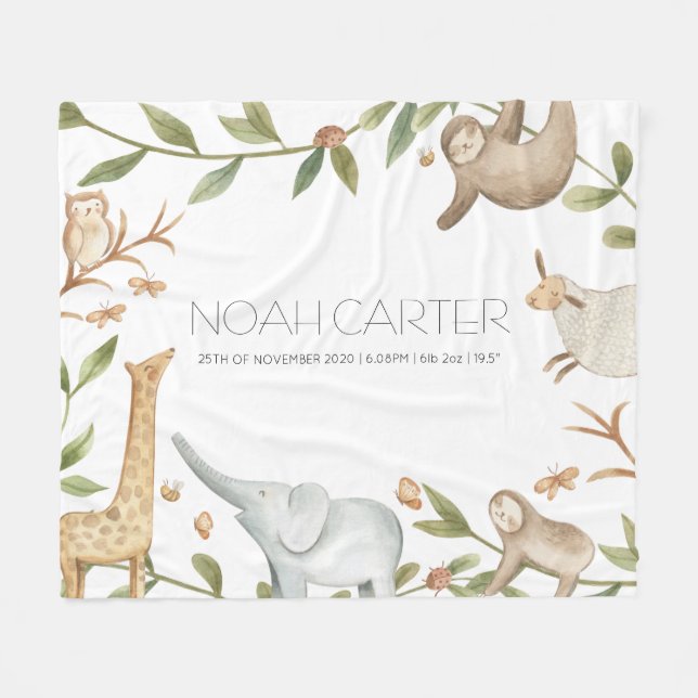 Une couverture d'animaux de safari personnalisée p (Devant (Horizontal))