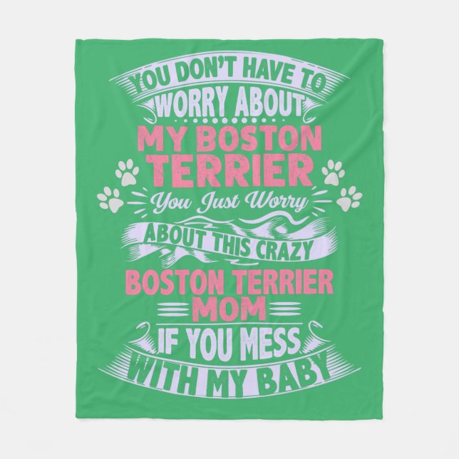 Une couverture en toison "Boston Terrier". (Devant)