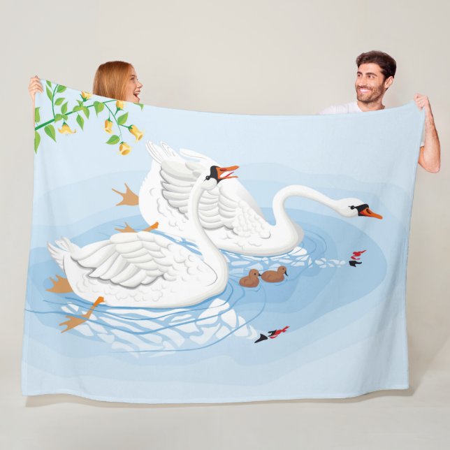 Une couverture polaire chevauchée par des cygnes (En situation)
