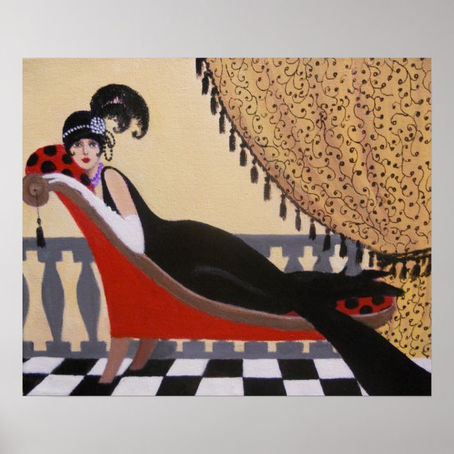 UNE DAME ART DÉCO DANS UN SALON (Devant)