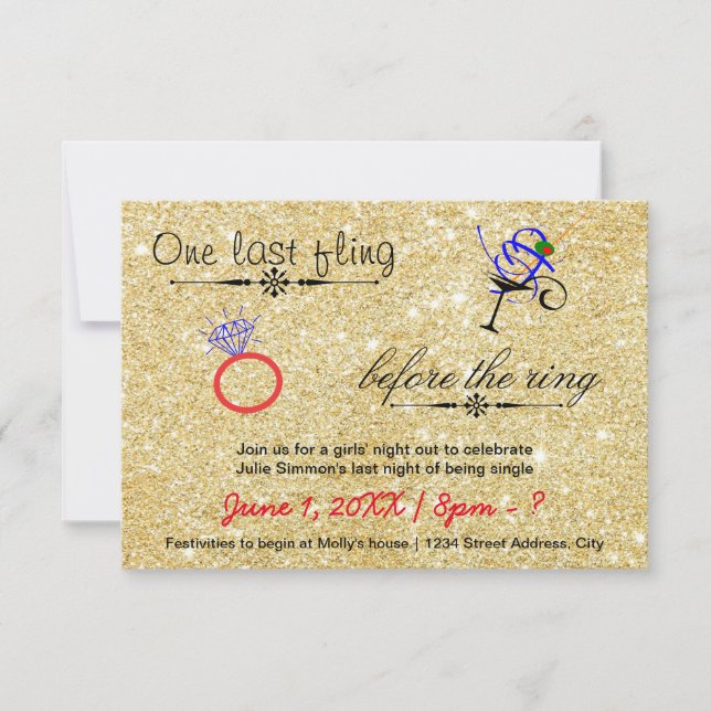 Une Dernière Invitation Bachelorette Gold -3x5 (Devant)