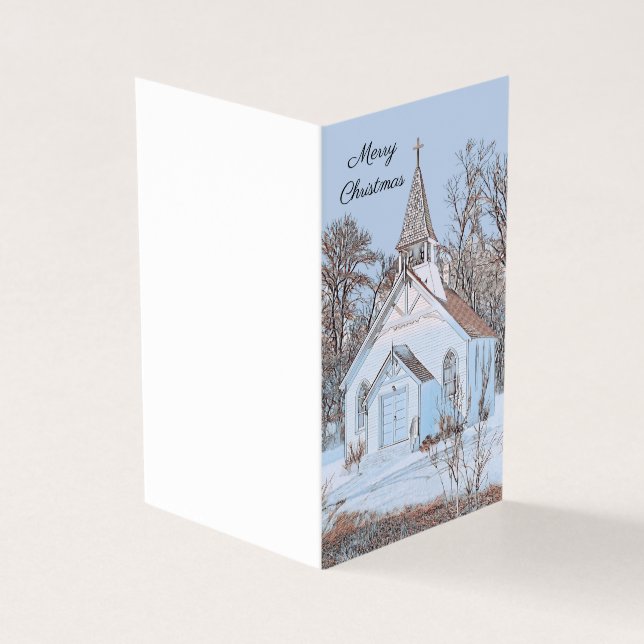 Une église de campagne nichée dans la neige - Bleu (Outside)