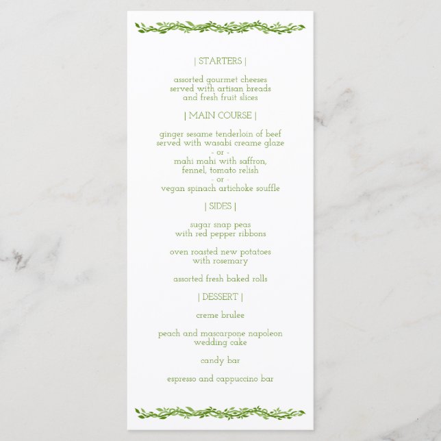 Une élégance Woodsy | Menu Réception Vigne Mariage (Devant)