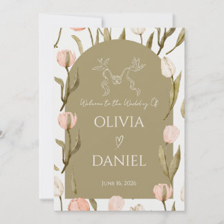 Une élégante invitation de mariage en vert olive