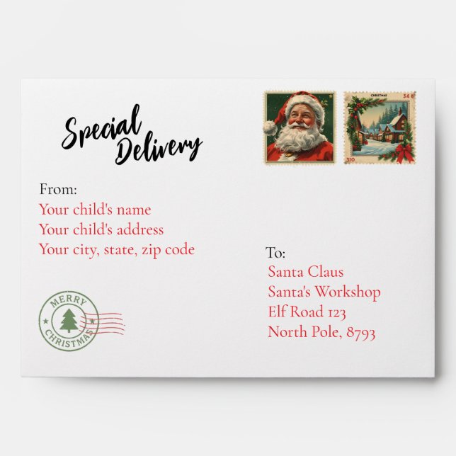 Une enveloppe de Noël pour le Père Noël (Devant)