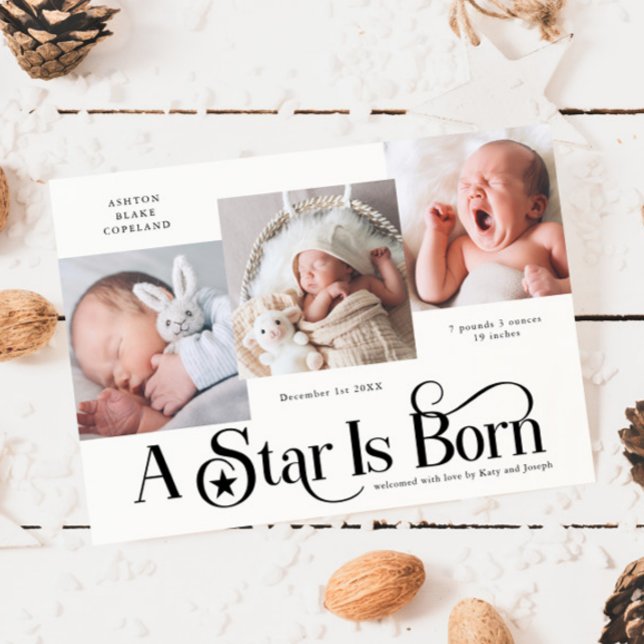 Une étoile est née Noël Faire-part de naissance bl (Créateur téléchargé)