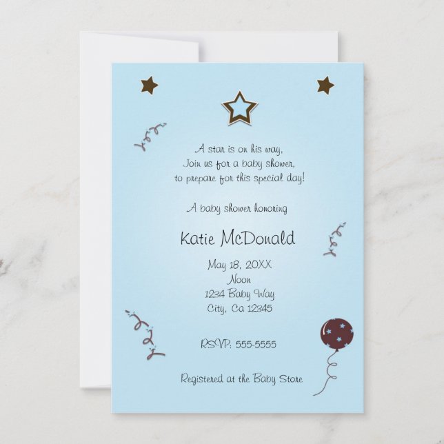 Une étoile naît baby shower ou invitation d'annive (Devant)